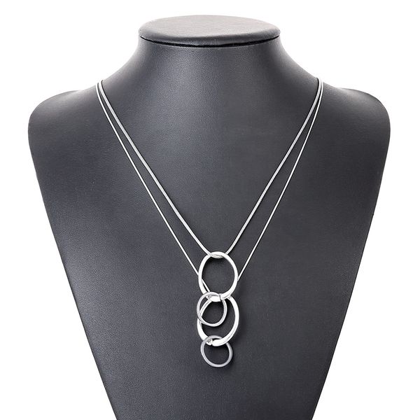 women necklace circle multilayer custom necklace pendant for women girls charming long snake chain statement geometric necklaces, Silver
women necklace circle multilayer custom necklace pendant for women girls charming long snake chain statement geometric necklaces, Silver
