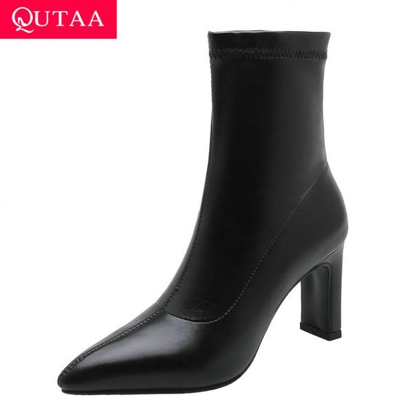 qutaa 2020 stretch flock элегантный скольжению на женщин обувь остроконечные toe высокий каблук осень зима вскользь ботильоны большой размер, Black
qutaa 2020 stretch flock элегантный скольжению на женщин обувь остроконечные toe высокий каблук осень зима вскользь ботильоны большой размер, Black