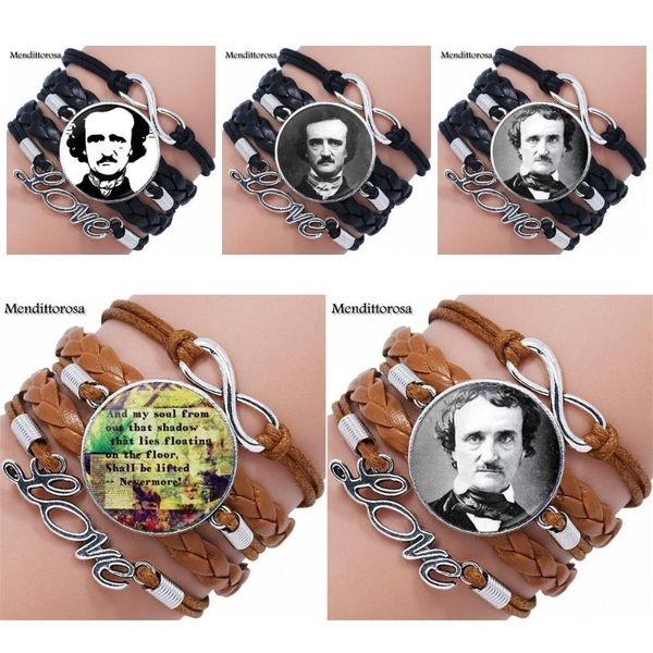 charm bracelets ej glaze edgar allan poe portraits for glass cabochon multilayer black/brown leather bracelet bangle, Golden;silver 
charm bracelets ej glaze edgar allan poe portraits for glass cabochon multilayer black/brown leather bracelet bangle, Golden;silver
