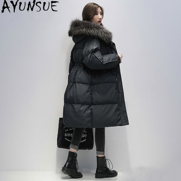 women's down & parkas ayunsue jacket raccoon fur collar hooded women coats white duck female winter doudoune femme zjt288, Black
women's down & parkas ayunsue jacket raccoon fur collar hooded women coats white duck female winter doudoune femme zjt288, Black