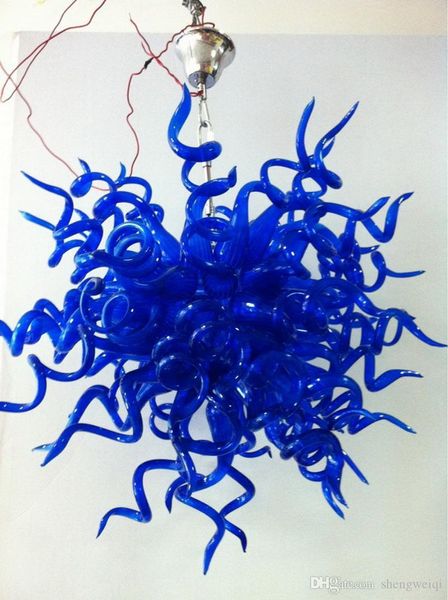 Blue Murano Glass Light Custom Made Small Size Led Chandelier For Cafe House Dinner Room Villa Decor
