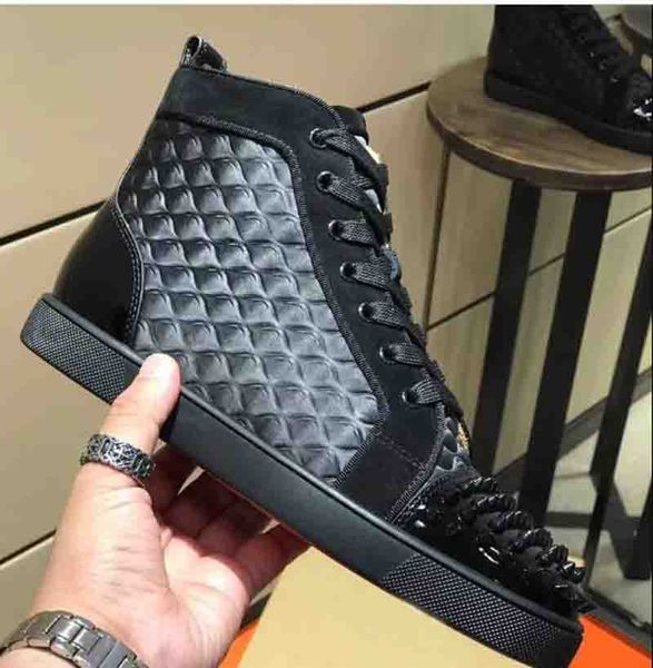 fashion designer red soles bottom sneaker men shoes luxury studded spikes toe flats shoes red bottom casual shoes matte leather sneakers, Black
fashion designer red soles bottom sneaker men shoes luxury studded spikes toe flats shoes red bottom casual shoes matte leather sneakers, Black