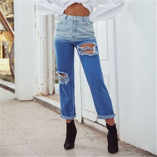 ladies retro ripped contrast jeans designer mid waist zipper straight denim trousers fashion trend female holes casual loose jeans, Blue
ladies retro ripped contrast jeans designer mid waist zipper straight denim trousers fashion trend female holes casual loose jeans, Blue