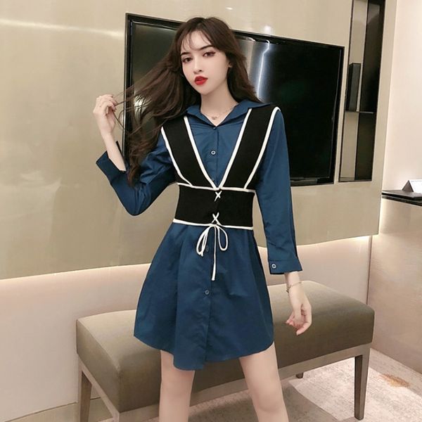 women dresses suit skirt female royal sister fan two-piece knitted lace-up strap waistcoat loose mid-length shirt dress, White;black
women dresses suit skirt female royal sister fan two-piece knitted lace-up strap waistcoat loose mid-length shirt dress, White;black