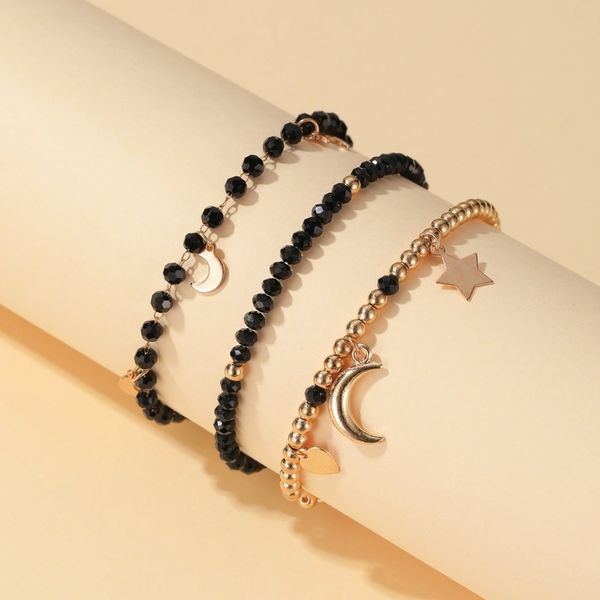 three set women bracelet crystal charms bracelets ladies star moon bangles jewellery fashion trendy gold color alloy pulseras, Black
three set women bracelet crystal charms bracelets ladies star moon bangles jewellery fashion trendy gold color alloy pulseras, Black