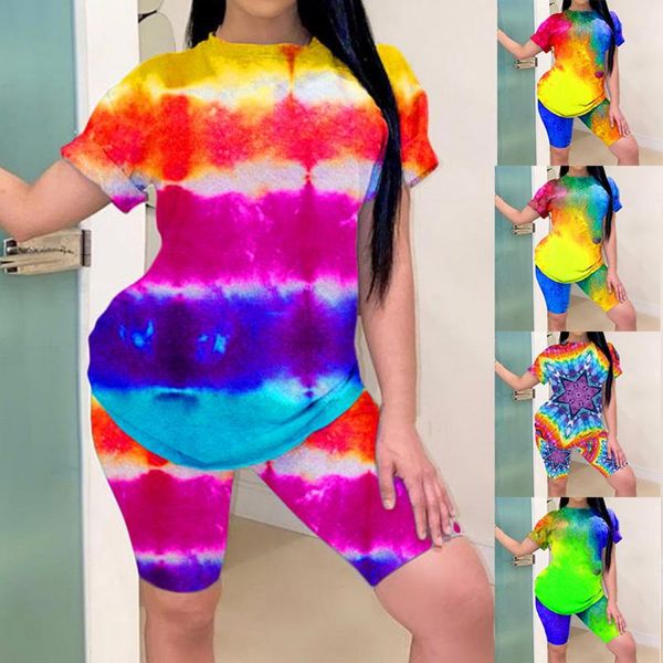 2020 women's gradient tie dye round neck suit two piece set casual fashion short sleeve t-shirt + shorts tracksuit female, White;red
2020 women's gradient tie dye round neck suit two piece set casual fashion short sleeve t-shirt + shorts tracksuit female, White;red