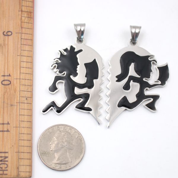 one pair lover couple jewelry punk black stainless steel icp crazy clown heart hatchet man women charms pendant necklace chain 4mm 24 inch, Silver
one pair lover couple jewelry punk black stainless steel icp crazy clown heart hatchet man women charms pendant necklace chain 4mm 24 inch, Silver