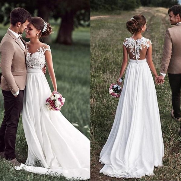 beach wedding dresses bridal gowns lace chiffon white 2021 cap sleeve illusion long boho vestido de noiva custom made bride dress
beach wedding dresses bridal gowns lace chiffon white 2021 cap sleeve illusion long boho vestido de noiva custom made bride dress