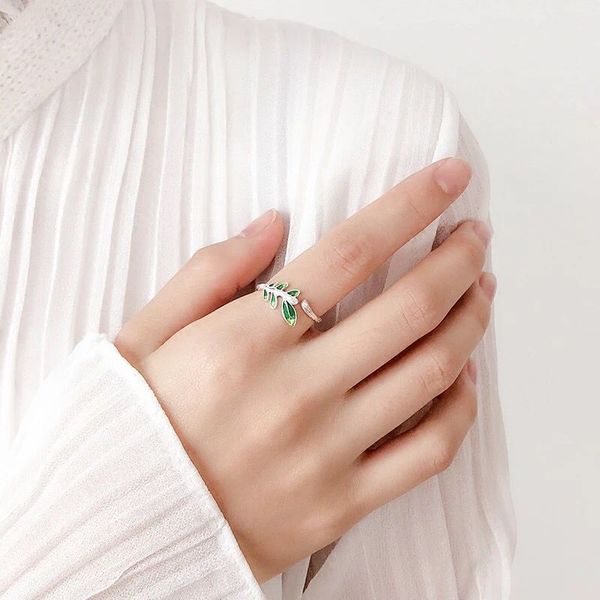 925 sterling silver open green leaf rings for women wedding birthday finger ring creative fine jewelry jz314, Golden;silver
925 sterling silver open green leaf rings for women wedding birthday finger ring creative fine jewelry jz314, Golden;silver