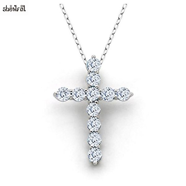 chains latin cross charm necklace with clear zircon elements crystals pendant women's round sterling silver genuine
chains latin cross charm necklace with clear zircon elements crystals pendant women's round sterling silver genuine