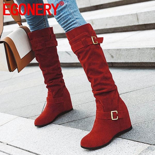 egonery winter new fashion knee high boots outside comfortable flock round toe buckle plus size party women shoes drop shipping, Black
egonery winter new fashion knee high boots outside comfortable flock round toe buckle plus size party women shoes drop shipping, Black