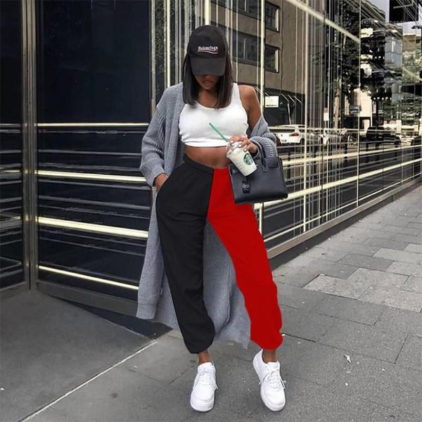 womens designer cotton trousers fashion contrast color panelled high wasit wide leg pants casual sports style female clothes, Black;white
womens designer cotton trousers fashion contrast color panelled high wasit wide leg pants casual sports style female clothes, Black;white