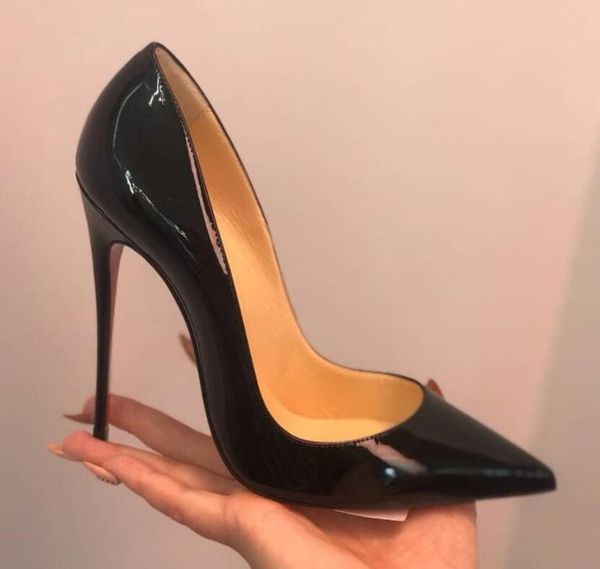 12cm women high heel shoes red brand pumps nude patent leather wedding shoes pointed toe work classics logo with dust bag, Black
12cm women high heel shoes red brand pumps nude patent leather wedding shoes pointed toe work classics logo with dust bag, Black
