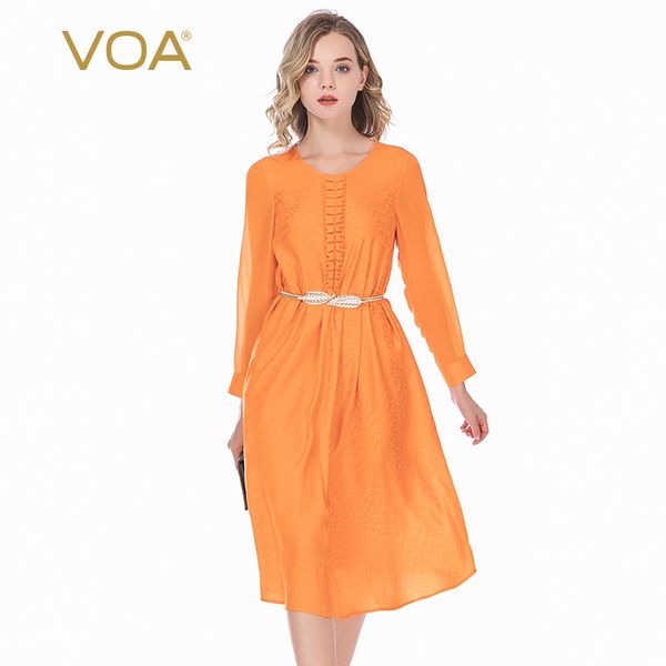 voa silk 22mm orange jacquard round neck long sleeve shirt loose waist simple dress ae237, Black;gray
voa silk 22mm orange jacquard round neck long sleeve shirt loose waist simple dress ae237, Black;gray