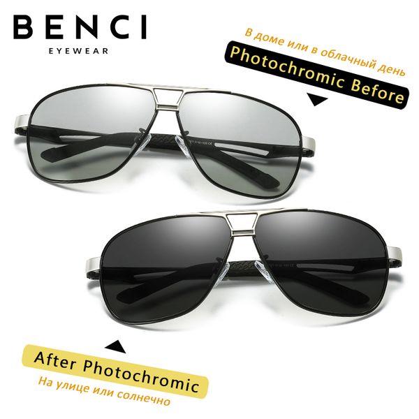 benci brand pilot sunglasses men pchromic outdoor day night driving polarized sun glasse chameleon anteojos de sol hombre, White;black 
benci brand pilot sunglasses men pchromic outdoor day night driving polarized sun glasse chameleon anteojos de sol hombre, White;black