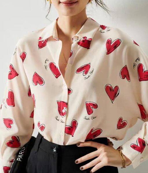 women's blouses & shirts heart pattern printed silk shirt long sleeve sweet lady blouse spring summer, White
women's blouses & shirts heart pattern printed silk shirt long sleeve sweet lady blouse spring summer, White