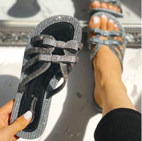 summer new women's sequin solid slippers outdoor fashion leisure flat beach shoes roman style non-slip female sandals, Black
summer new women's sequin solid slippers outdoor fashion leisure flat beach shoes roman style non-slip female sandals, Black