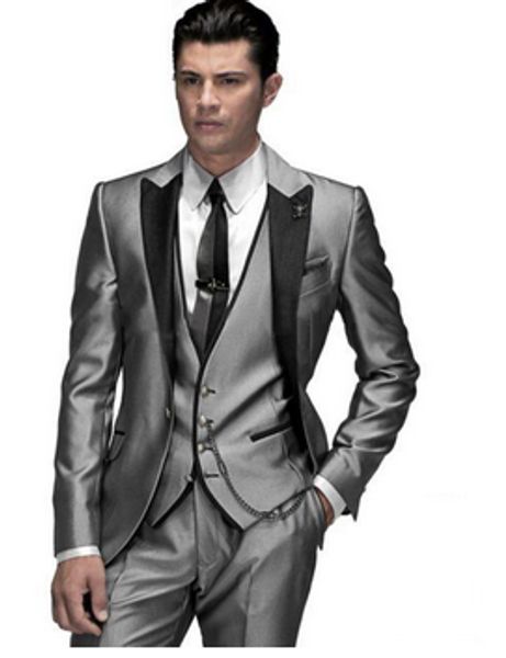 three pieces custom made groom tuxedos silver wedding party suit dinner suit groomsman ( jacket+pants+vest+tie, White;black
three pieces custom made groom tuxedos silver wedding party suit dinner suit groomsman ( jacket+pants+vest+tie, White;black