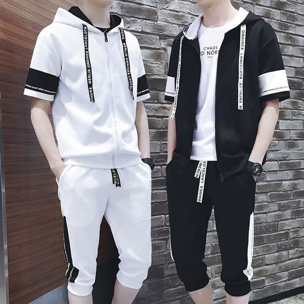 men's summer short-sleeved t-shirt suit korean edition fashion slim leisure men's half-sleeve two-piece suit, Gray
men's summer short-sleeved t-shirt suit korean edition fashion slim leisure men's half-sleeve two-piece suit, Gray