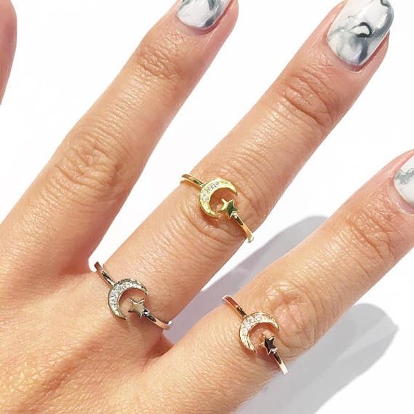 2020 real 925 sterling silver new style open adjust rings luxury cz zircon moon star simple fashion jewelry for women party gift, Golden;silver
2020 real 925 sterling silver new style open adjust rings luxury cz zircon moon star simple fashion jewelry for women party gift, Golden;silver