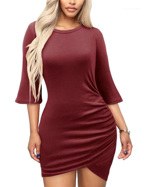 summer ruched dress 3/4 sleeve crew neck solid color casual dresses famale fashion style clothes women, Black;gray
summer ruched dress 3/4 sleeve crew neck solid color casual dresses famale fashion style clothes women, Black;gray