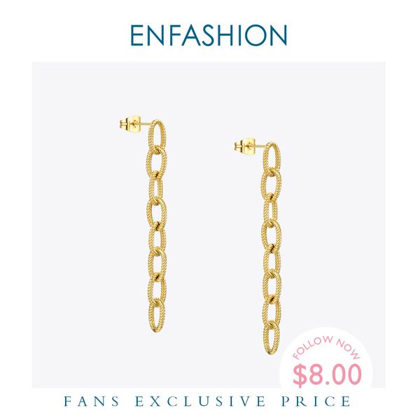 enfashion twist long drop earrings for women gold color stainless steel link chain earings fashion jewelry kolczyki e201160 200923, Silver
enfashion twist long drop earrings for women gold color stainless steel link chain earings fashion jewelry kolczyki e201160 200923, Silver
