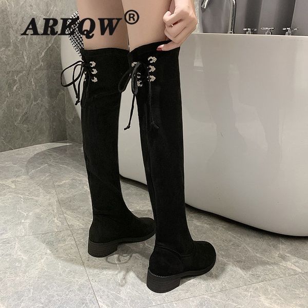 2020 women winter boots autumn all match elastic fabric over the knee high shoes square flats women boots, Black
2020 women winter boots autumn all match elastic fabric over the knee high shoes square flats women boots, Black