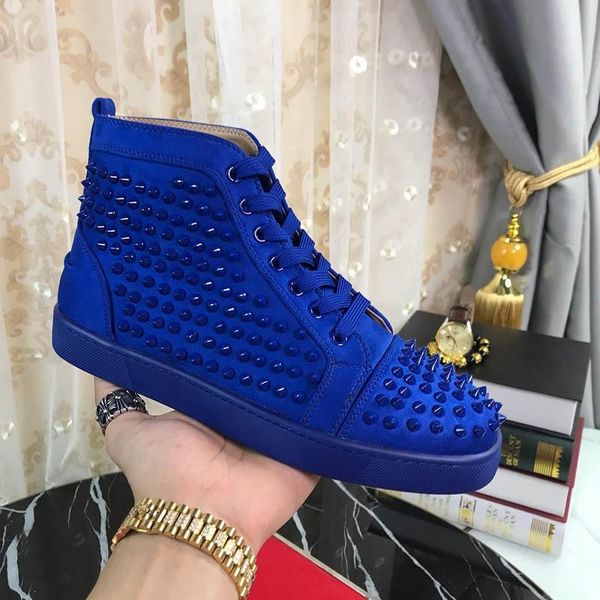 men red bottom casual shoes flat spikes red soles triple black blue suede leather women fashion leisure shoes with box party outdoor
men red bottom casual shoes flat spikes red soles triple black blue suede leather women fashion leisure shoes with box party outdoor