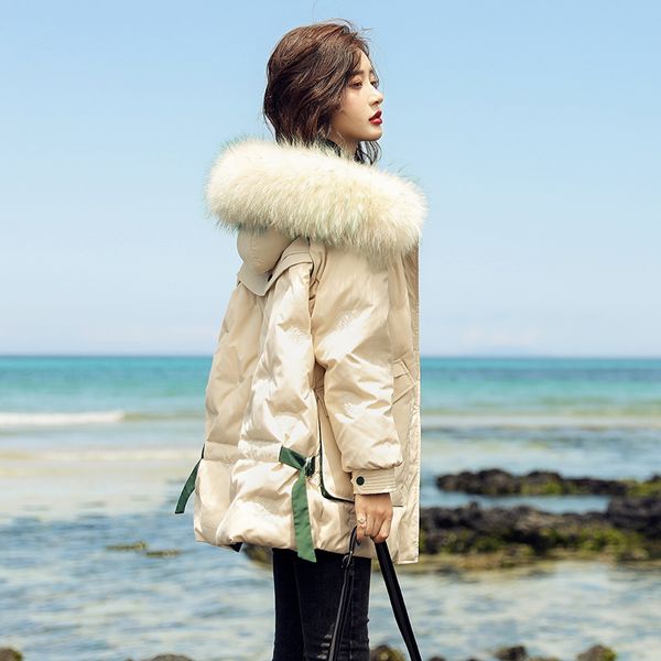 women's down jacket korean woman coat female winter parkas warm hooded raccoon dog fur collar 2020 mujeres abrigos pph1671, Black
women's down jacket korean woman coat female winter parkas warm hooded raccoon dog fur collar 2020 mujeres abrigos pph1671, Black