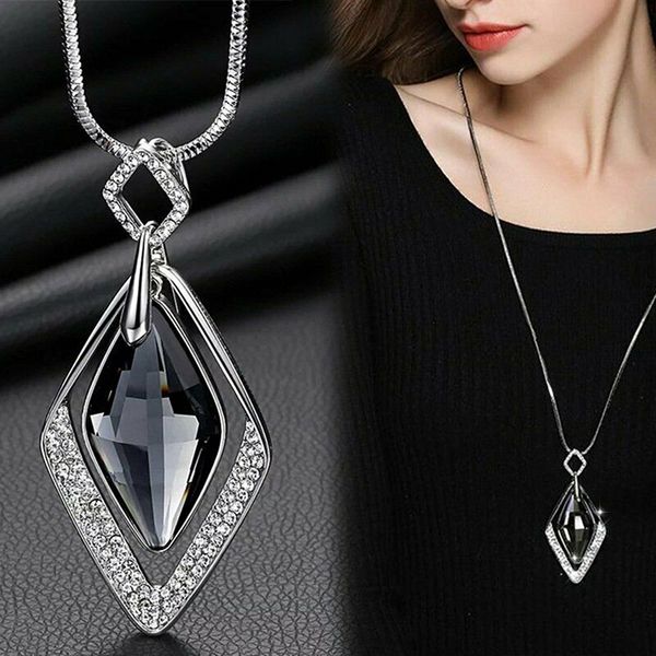 collier femme long gray crystal necklaces & pendants for women round statement necklace chain fashion jewelry, Silver
collier femme long gray crystal necklaces & pendants for women round statement necklace chain fashion jewelry, Silver