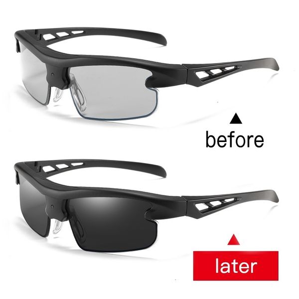 Men Auto Adjustable Dimming Sunglasses Polarized Pchromic Auto Darkenning Discoloration Chameleon Sun Glasses Sport Uv400 Ch01