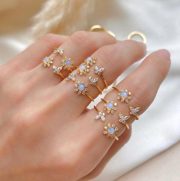wholesale gold plated opal sunflower ring crystal rhinestone sweet butterfly open female ring opening finger bands designer jewelry gifts, Silver
wholesale gold plated opal sunflower ring crystal rhinestone sweet butterfly open female ring opening finger bands designer jewelry gifts, Silver