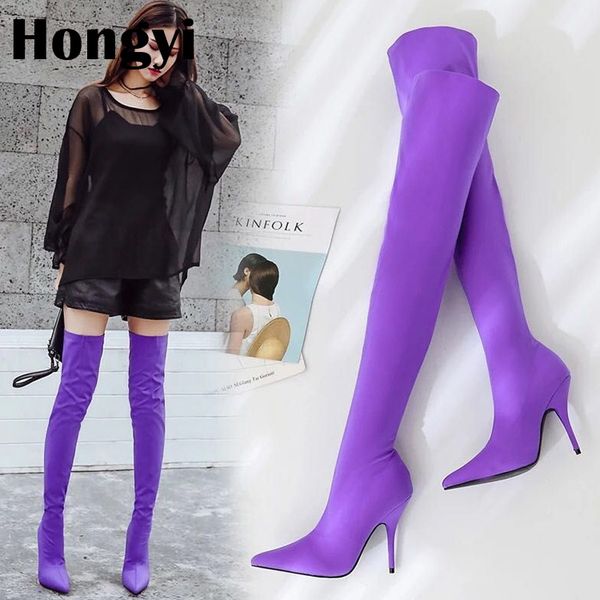 winter new arrive shiny satin elastic fabric over the knee sock boots women slim fit thin high heel winter long boots, Black
winter new arrive shiny satin elastic fabric over the knee sock boots women slim fit thin high heel winter long boots, Black