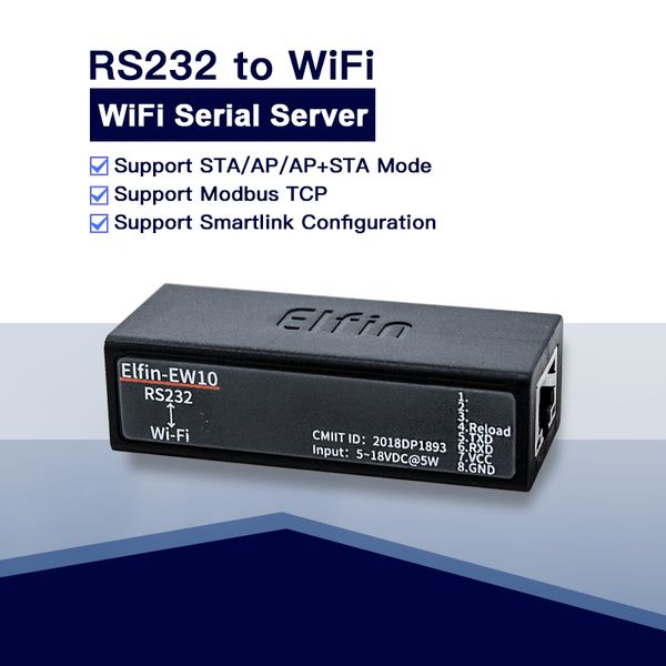 serial port rs232 to wifi device servermmodule elfin-ew10 support tcp/ip telnet modbus tcp protocol data transfer via wifi
serial port rs232 to wifi device servermmodule elfin-ew10 support tcp/ip telnet modbus tcp protocol data transfer via wifi