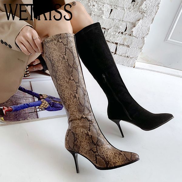 boots wetkiss snakeskin mixed colors knee high pointed toe thin heel shoes winter keep warm zip thermal, Black
boots wetkiss snakeskin mixed colors knee high pointed toe thin heel shoes winter keep warm zip thermal, Black