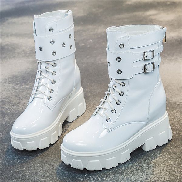 classic fashion women boots patent leather gothic platform shoes autumn winter new mid-calf motorcycle boots white women's shoes, Black
classic fashion women boots patent leather gothic platform shoes autumn winter new mid-calf motorcycle boots white women's shoes, Black