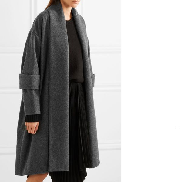 women's wool & blends 2021 fall winter women grey oversized open stitch long loose coat female overcoat casacos femininos ladies outerw, Black
women's wool & blends 2021 fall winter women grey oversized open stitch long loose coat female overcoat casacos femininos ladies outerw, Black
