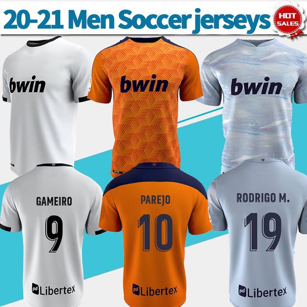 Valencia Soccer Jerseys Home White #10 Parejo #14 Gaya 20/21 Away Orange Soccer Shirts Third Light Blue Customized Football Uniforms