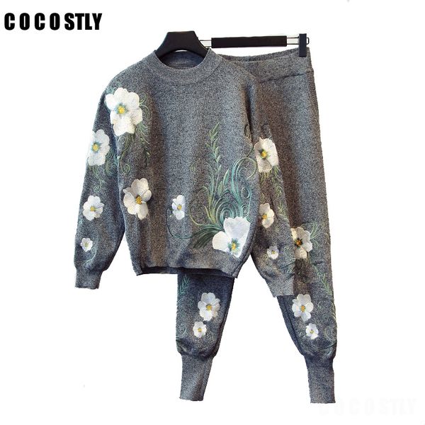 winter 2 piece sets women embroidery knitted sweatshirt pant suits elastic waist pant pullovers tracksuit femme, Gray
winter 2 piece sets women embroidery knitted sweatshirt pant suits elastic waist pant pullovers tracksuit femme, Gray