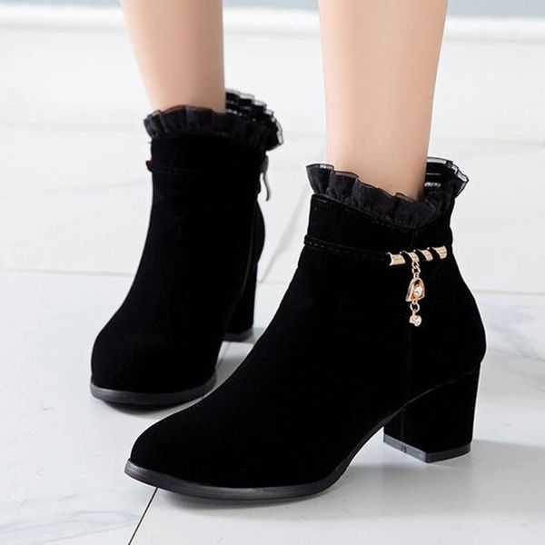 boots ruffled women's shoes women pointed face with high heel married botas de mujer 2021, Black
boots ruffled women's shoes women pointed face with high heel married botas de mujer 2021, Black