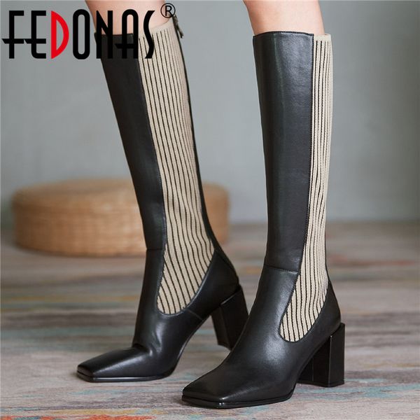 fedonas knee high heels back zipper genuine leather shoes woman autumn winter wedding night club high heels boots for women, Black
fedonas knee high heels back zipper genuine leather shoes woman autumn winter wedding night club high heels boots for women, Black