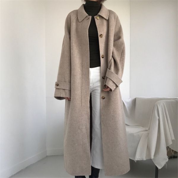 women's wool & blends hzirip elegant faux overcoat long woolen coat women cardigan single-breasted lapel loose outwear with belt good q, Black
women's wool & blends hzirip elegant faux overcoat long woolen coat women cardigan single-breasted lapel loose outwear with belt good q, Black