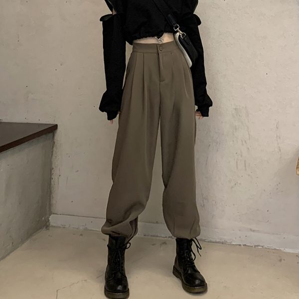 autumn 2020 new korean style high waist slim casual pants women's fashion split pants straight loose wide leg, Black;white
autumn 2020 new korean style high waist slim casual pants women's fashion split pants straight loose wide leg, Black;white