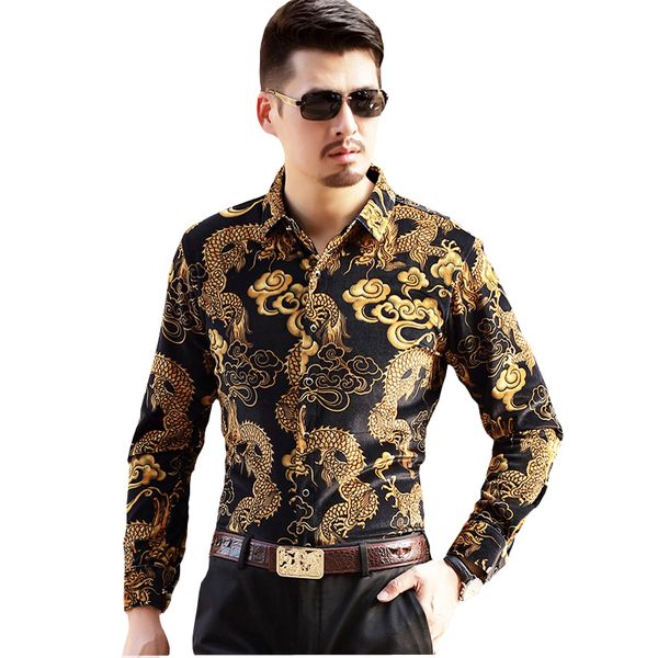2020 new fashion velvet slim fit man dress shirts casual long sleeve dragon pattern shirts -4xl, White;black
2020 new fashion velvet slim fit man dress shirts casual long sleeve dragon pattern shirts -4xl, White;black