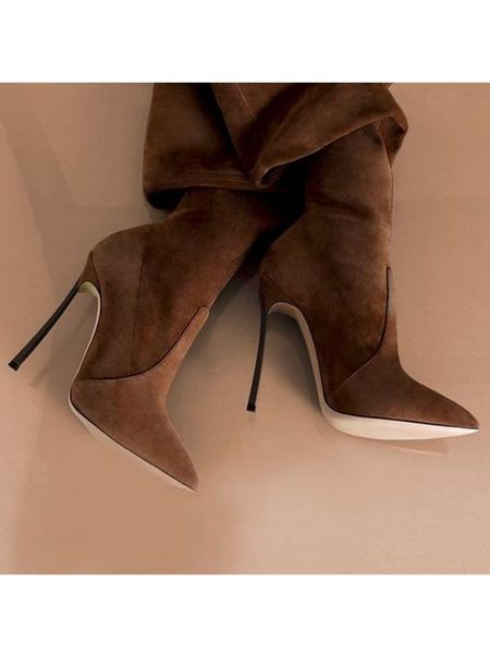 suede leather long boots pointed toe thin high heels woman slim fit winter over the knee thigh high boots manufacture zip up, Black
suede leather long boots pointed toe thin high heels woman slim fit winter over the knee thigh high boots manufacture zip up, Black