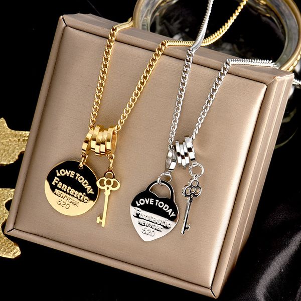 new arrival key and heart shape necklace pendant stainless steel gold geometry round jewelry for women love gift, Silver
new arrival key and heart shape necklace pendant stainless steel gold geometry round jewelry for women love gift, Silver