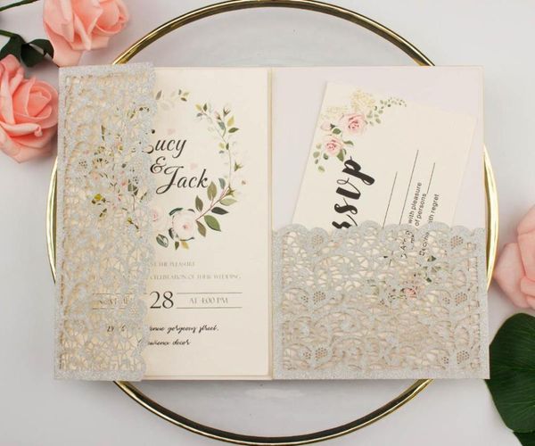 greeting cards 50pcs pocketfold laser cut lace silver glitter paper wedding invitation trifold pocket card gatefold for anniversary
greeting cards 50pcs pocketfold laser cut lace silver glitter paper wedding invitation trifold pocket card gatefold for anniversary