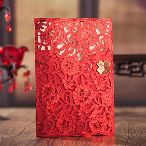100pcs wishmade wedding invitations with red laser cut floral design for elegant bridal shower invitation cards with envelopes
100pcs wishmade wedding invitations with red laser cut floral design for elegant bridal shower invitation cards with envelopes