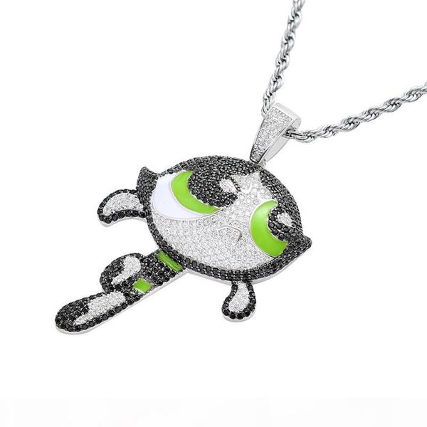 new iced out cartoon character pendant necklace white gold color plated with stainless steel rope chain, Silver
new iced out cartoon character pendant necklace white gold color plated with stainless steel rope chain, Silver