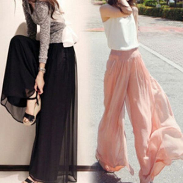 new fashion women chiffon pants summer wide leg pants high waist long loose palazzo culottes trousers femme pantalones, Black;white
new fashion women chiffon pants summer wide leg pants high waist long loose palazzo culottes trousers femme pantalones, Black;white
